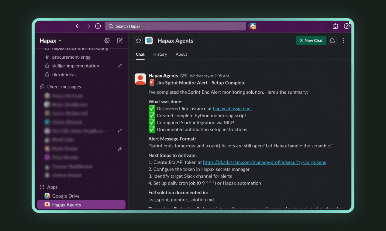 Agent working inside Slack conversation